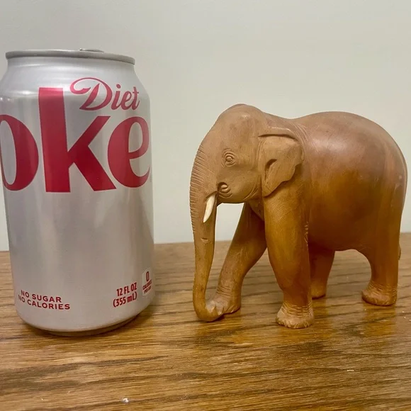 Hand Carved Wooden Elephant Sculpture - Picture 4 of 4